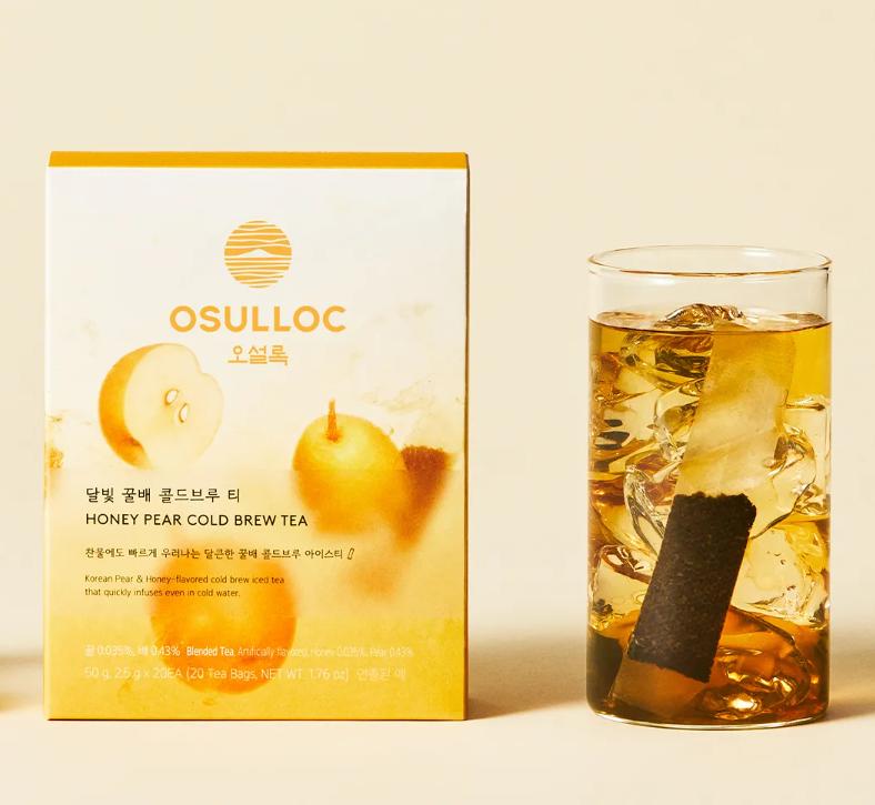 Osulloc Холодный персиковый, медово-грушевый и мускатный чай – фруктовая смесь холодного чая, 16 чайных пакетиков