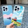 Морская Синева Небо Пляж Вагонетка Лазерный Чехол для Телефона Для iPhone 16 11 12 13 Pro Max Mini 15 14 Pro Max Plus Ударопрочная Задняя Крышка Fundas