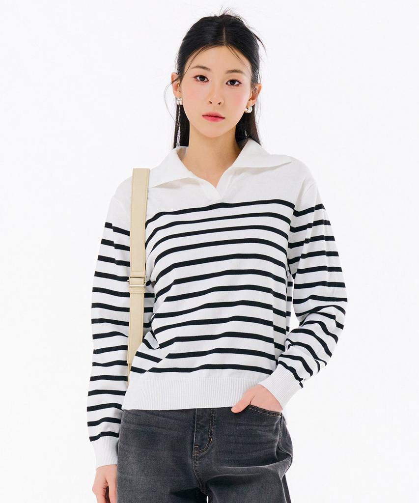 CHASECULT Women'S Striped Collar Sweater-Farg5263B0A