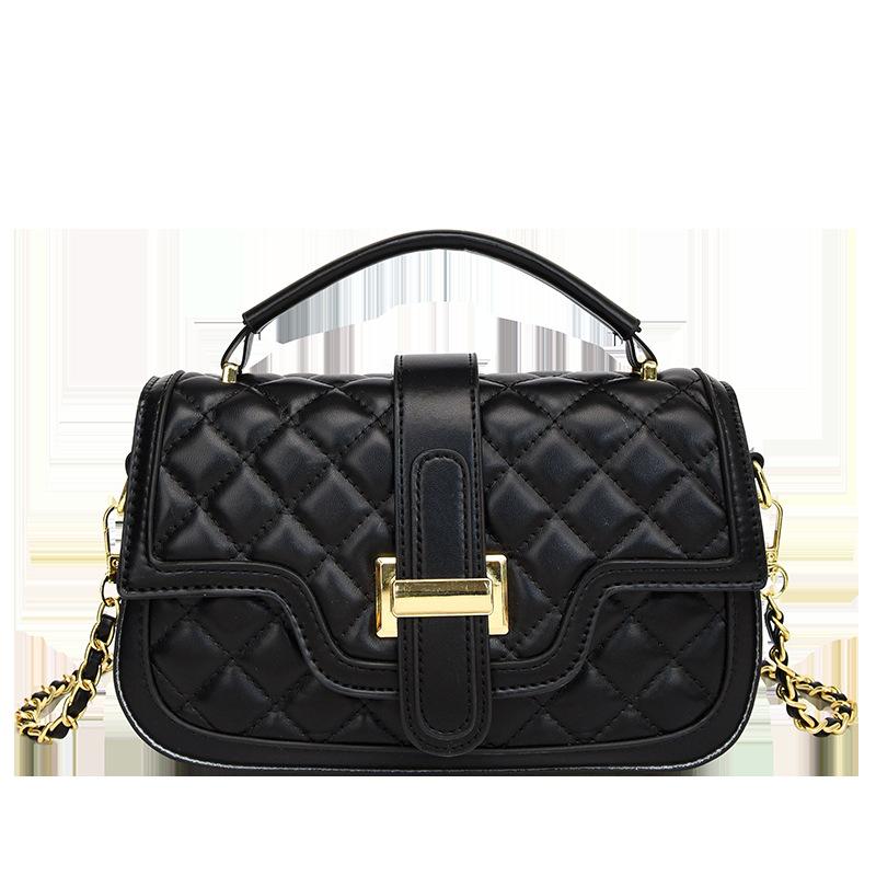 Light Luxury Texture Rhombus Portable Small Square Bag Women's Fashion Popular Simple Shoulder Bag Versatile Chain Messenger Bag