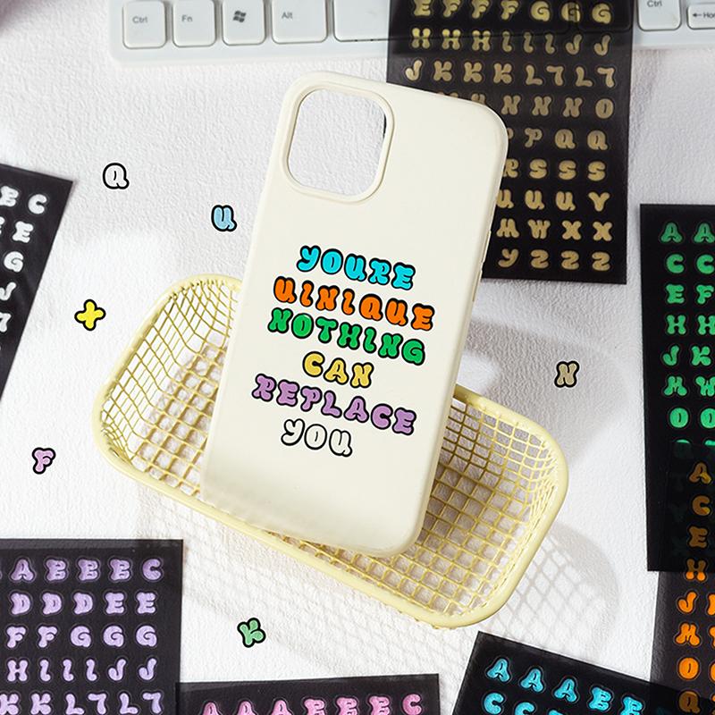 6/8 листов милые креативные лазерные наклейки с буквами, высококачественные прочные наклейки для украшения фотоальбома своими руками, канцелярские принадлежности