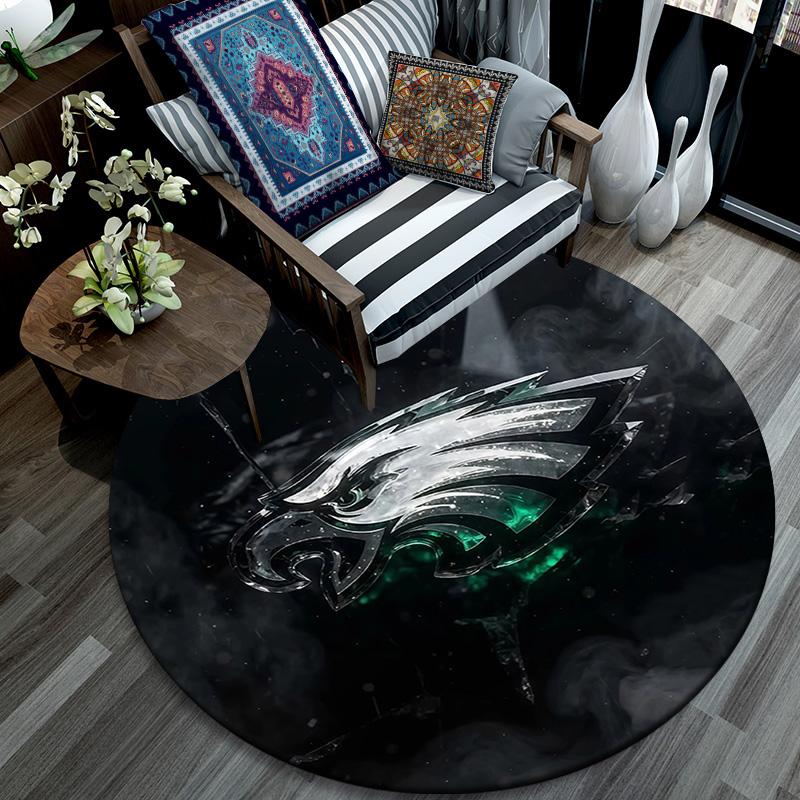 Philadelphia Eagles Round Area Rug,Carpet Rug for Living Room Bedroom Sofa Playroom Decor,Non-slip Floor Mat