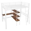 Loft bed, 90*200cm, without mattress, bed with desk, multiple shelves, railing, ladder, iron frame, white