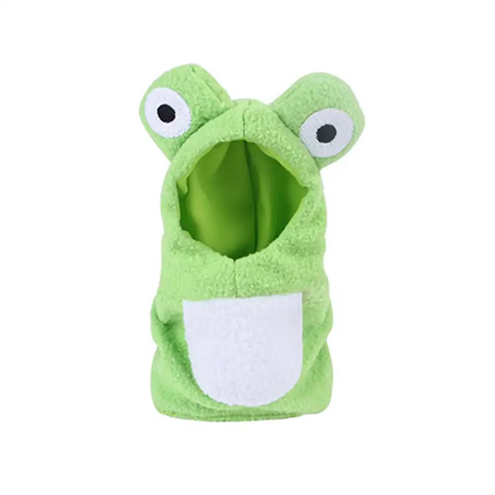 Funny Frog Shaped Birds Clothes Plush Flying Suit Parrots Costume Cosplay Outfit Winter Warm Hat Hooded Pet Bird Accessories