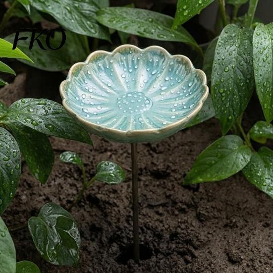 Insect Watering Dish Ceramic Flower Bee Feeder, Garden Station, Outdoor Feeder Decorative Butterfly Cup for Thirsty Pollinators Patio Yard Decor