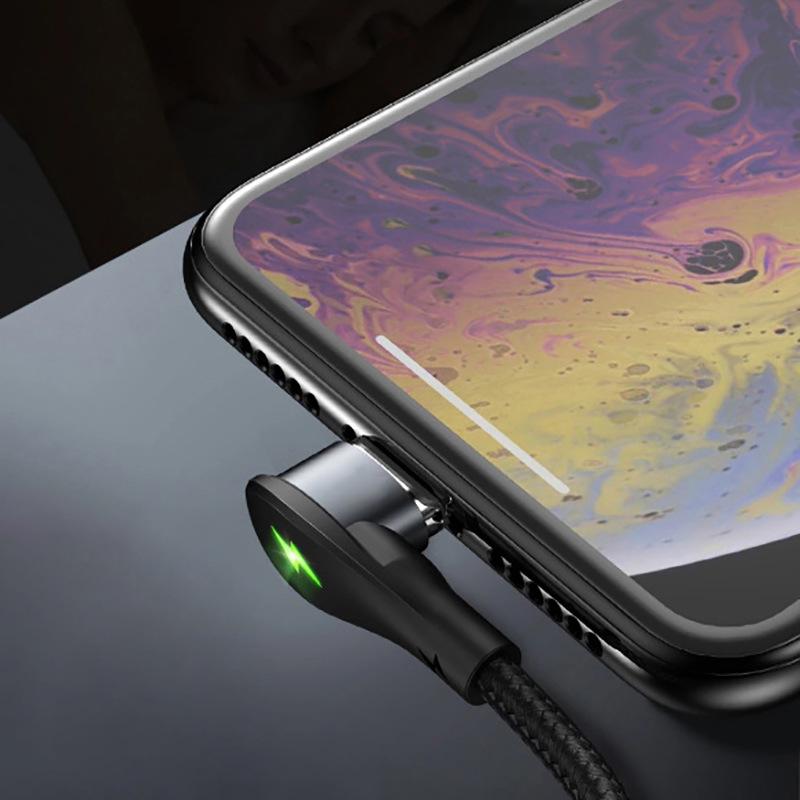Магнитный кабель для зарядки 3-в-1 с угловым разъемом для Apple, Type-C, Android-телефонов