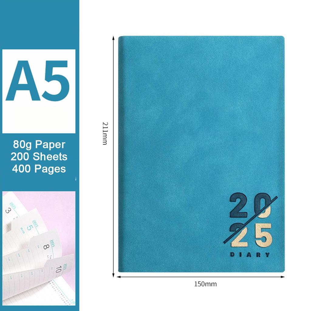 Кожаный деловой план на 2025 год формата А5, ежедневник для студентов, дневник учета на 365 дней, блокнот, памятка, 200 листов, 400 страниц