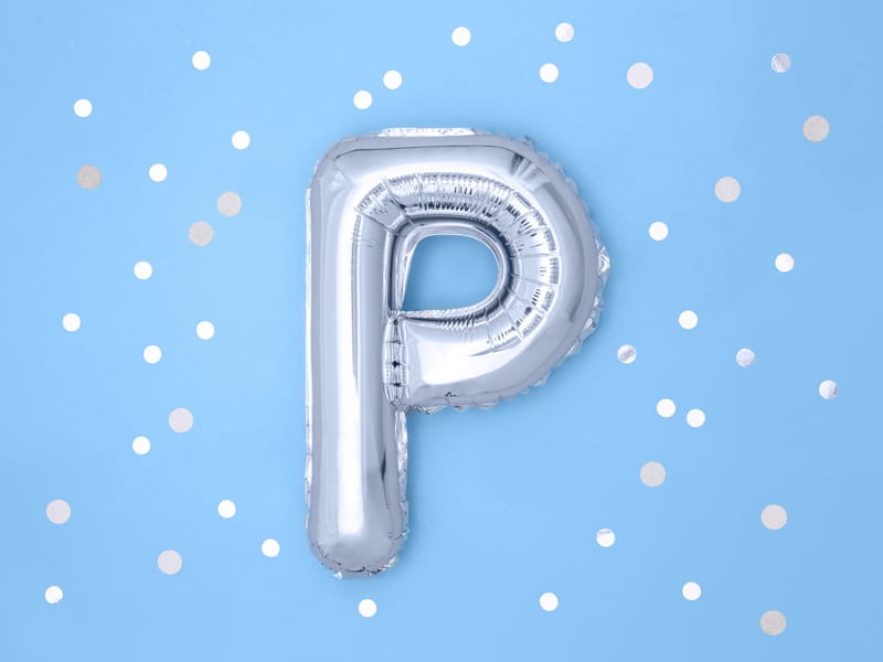 Balon Foliowy Litera "P" Srebrny 35 Cm