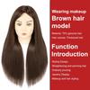 Mannequin Head with Real Hair Hairdresser Braiding Hair Styling Training Manikin Cosmetology Doll Head Brown Golden Hairdressing Makeup Practice Head