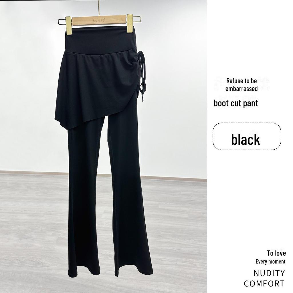 Женские расклешенные штаны для йоги с высокой талией и завязками по бокам