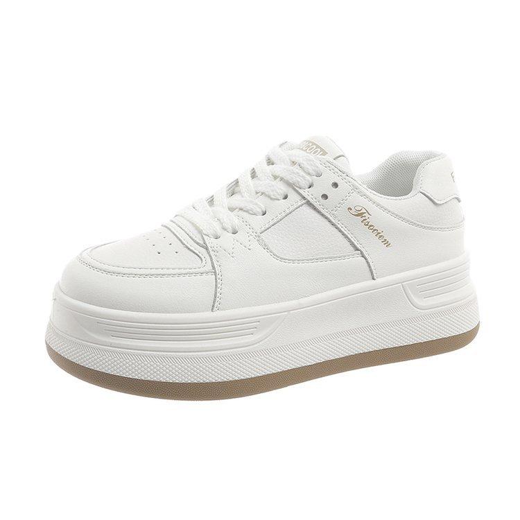 Белые туфли на платформе новая весна повседневная мода универсальные с круглым носком низкие на шнуровке спортивные кеды для скейтборда женские