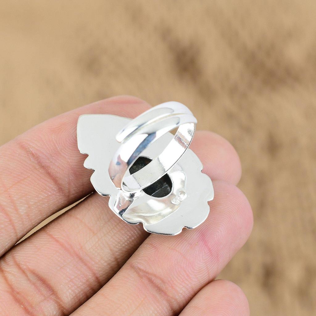 925 Sterling Silver Oval Natural Pietersite Promise Wedding Sister Ring Jewelry