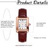 Часы квадратной пары Rome Analog Display Leather Remezzo Waterproof Quartz Watch Fashion Watch Brown Present Women's Couple - Boyfriend, Girlfriend,