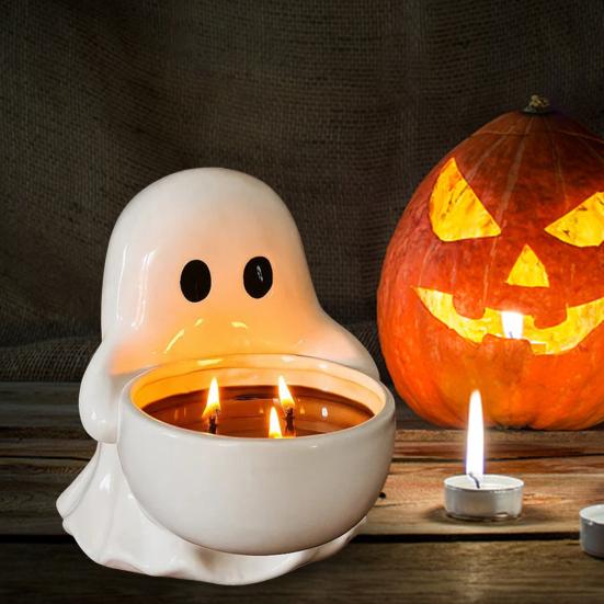 3 шт. Хэллоуин Призрак Подсвечник Держатель Чаша Призрак Вотивный Чайная свеча