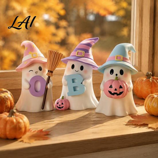 Collectible Art Figurines Halloween Ghost Figurine Resin Spooky Cute Statue Funny Creepy Fun Desk Accessories Tabletop Ornament for Home Shelf Party