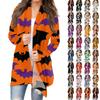 Женский кардиган с длинным рукавом спереди и принтом на Хэллоуин, легкая куртка