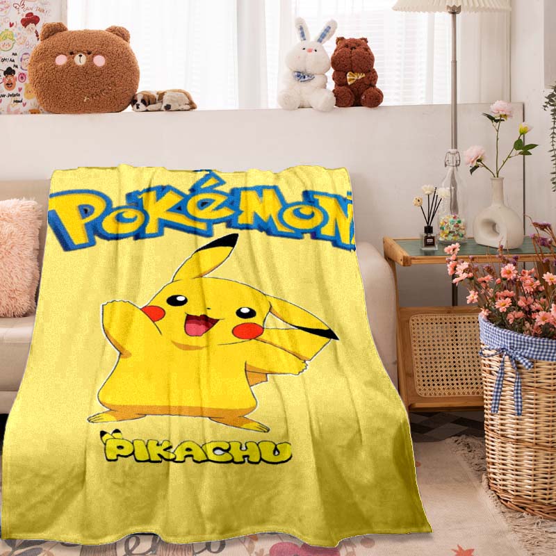 2026 New1PC Pokémon Pikachu Pattern Blanket Warm Soft Fluffy Kids and Adults Sofa Bed Throw Blanket Outdoor Travel Camping Luxur