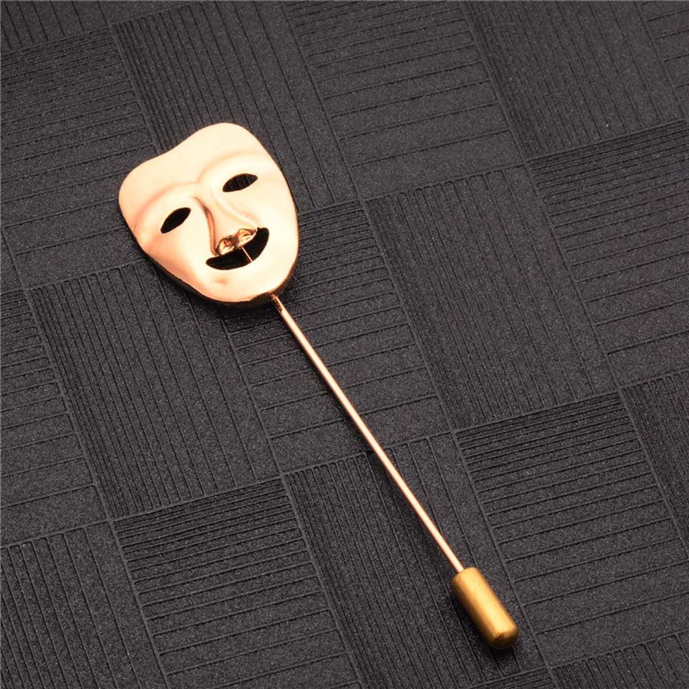 Suits Personality 3D Accessories Zinc Zinc Alloy Men's Face Gold Color Mask Lapel Pin Jewelry Brooches Pin