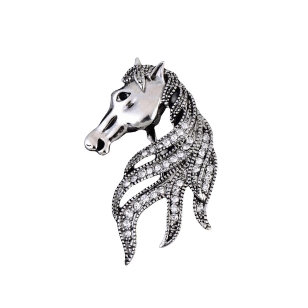 Crystal Vintage Horse Brooch Luxury New Year Lapel Pin Decor Retro Animal Brooch Men's Suit