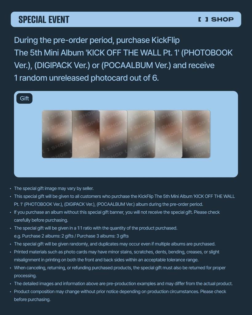 Выберите POB DIGIPACK Версия KickFlip 5-й мини-альбом KICK OFF THE WALL Часть 1