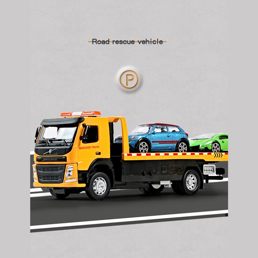 Масштаб 1/50 VOLVO VAN Type, модель прицепа из сплава, имитация металлического автомобиля-транспортера, эвакуатора, грузовик с откатным звуком и светом, игрушечный грузовик