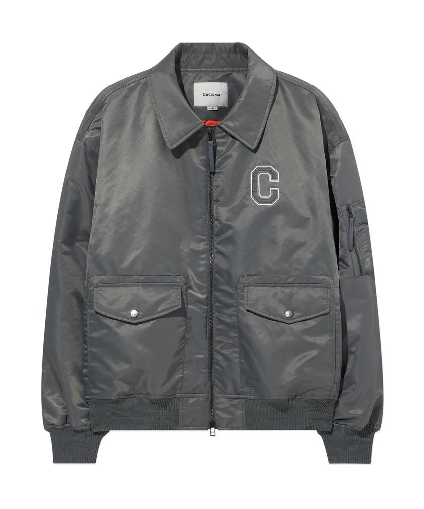 Covernat C Logo Collar Ma-1 Jacket Sage Gray