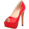 LOSLANDIFEN Sexy Peep Toe Platform Women Pumps 14cm Super High Patent Leather Heels Shoes Red Wedding Stilettos Large Size 43 44
