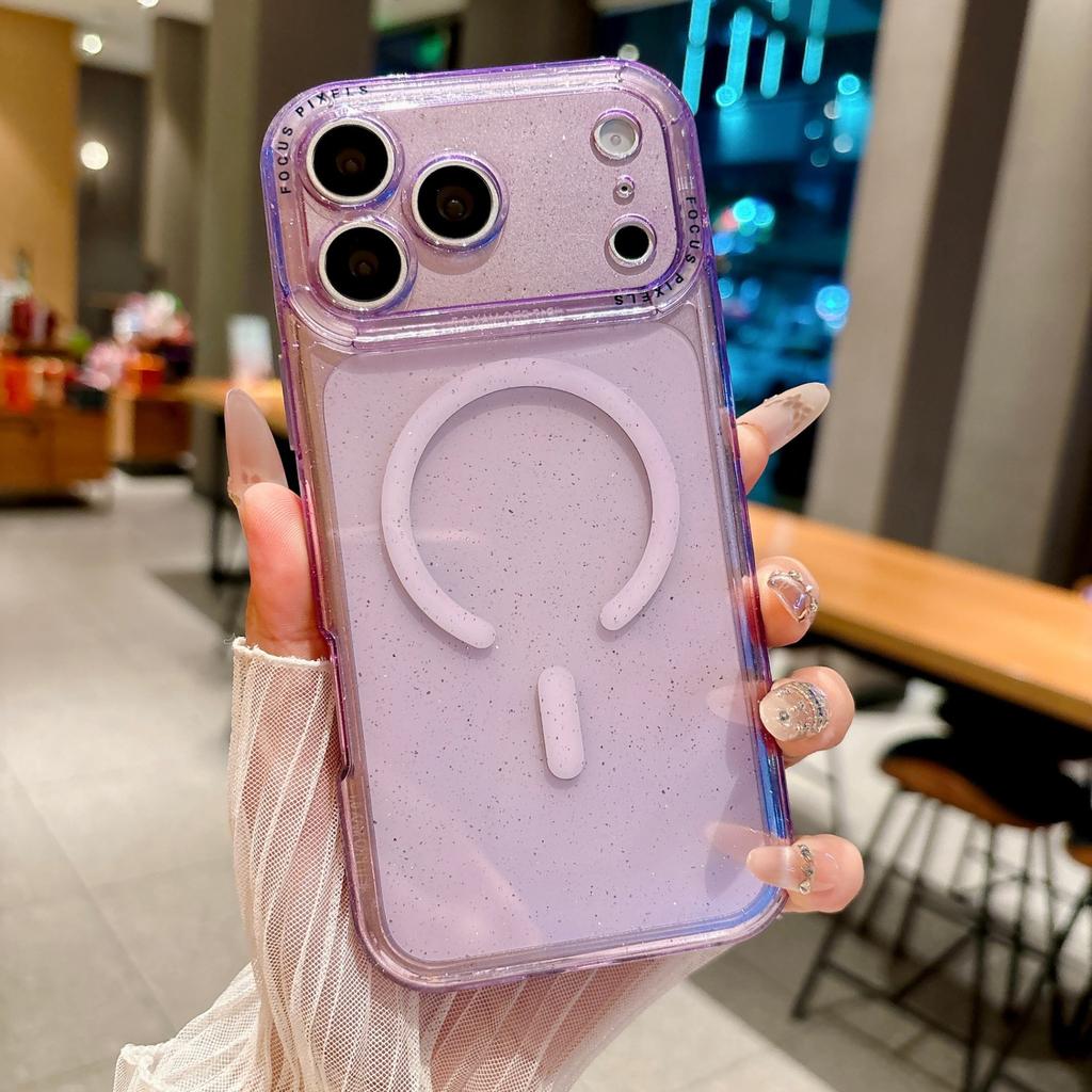 Применимо к чехлу для мобильного телефона iPhone17promax блестящий простой конфетный Apple 16pro магнитное крепление 15 противоударный 14/13