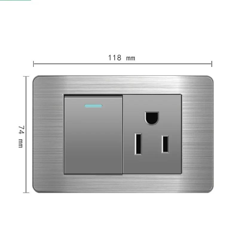Американский стандарт настенный выключатель света розетка универсальная вилка с usb американская нержавеющая сталь 2-канальная панель розеток 118*74 м компьютер