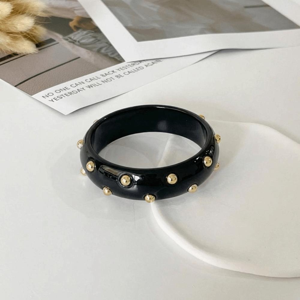 Vintage Resin Bangle Punk Style Wide Bangle Metal Point Acrylic Bracelet Women Accessories