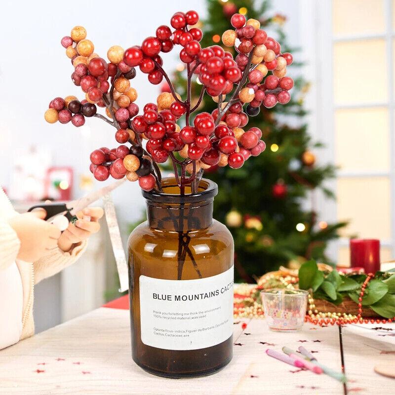 10 шт. искусственных стеблей ягод, рождественские ягодные палочки, декоративные ветки ягод