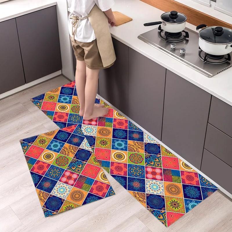Кухня Двухкомпонентный Коврик для лица Простой Нескользящий Износостойкий Грязный Прихожая Напольные коврики Домашнее украшение
