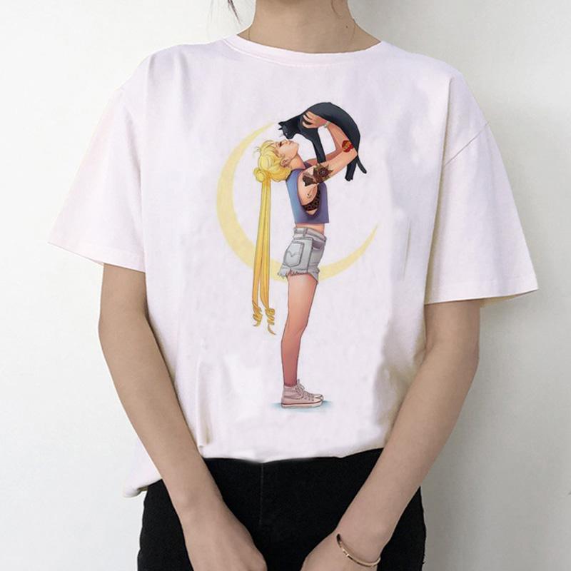 Sailor Moon Summer Fashion T -Shirt Women Harajuku Short Sleeve Fun Ulzzang T -Shirt Cute