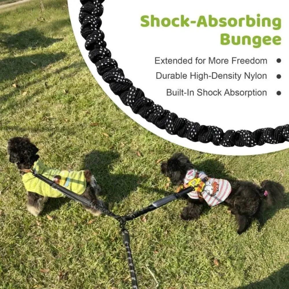 Shock Absorbing Dual Dog Leash No-Tangle Pet Walking Rope Two Dog Lead Rope Two Dogs Walking