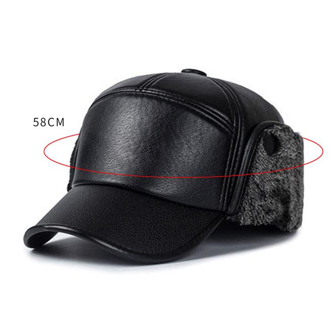 Black Velvet Cotton Cap Leather Cap Ear Protection Middle-aged and Elderly Warm Baseball Cap