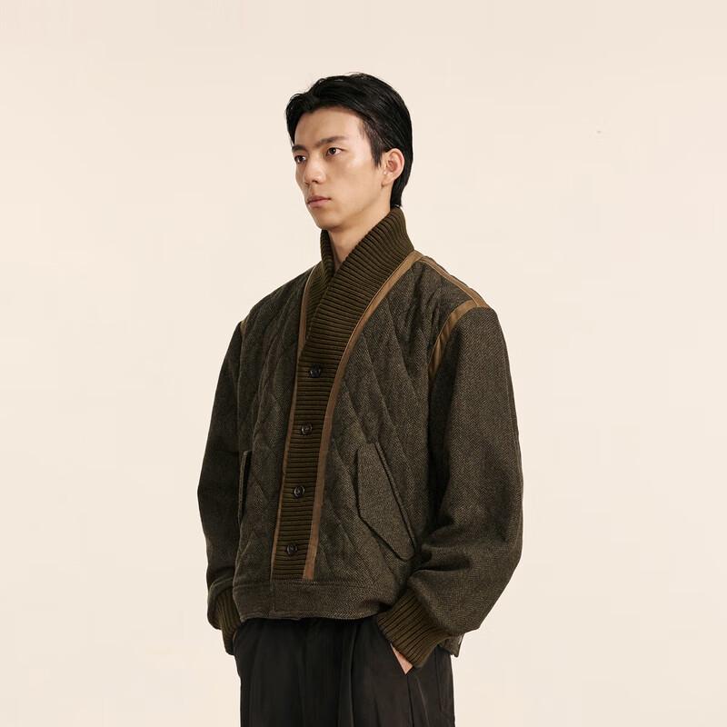 Men's Loose Fit Scarf Collar Short Cotton Jacket