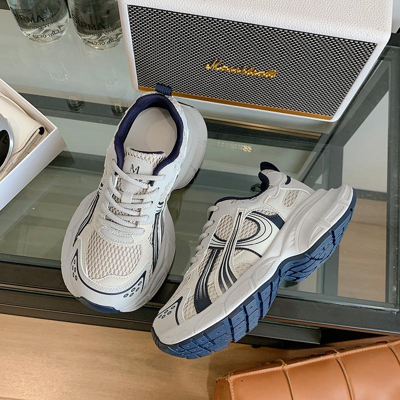 Fashion Sneaker Swomen Designer Retro Distressed Sport Shoes Fashion Casual Leather Mesh Breathable Height Increased Platform Shoes