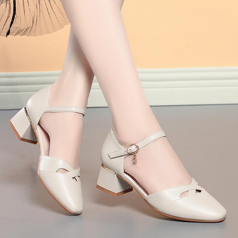 Летние женские босоножки-лодочки женские с острым носком и ремешком на щиколотке на высоком каблуке женские туфли из искусственной кожи с вырезом офисные туфли женские