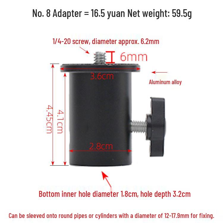 Live Broadcast Photography Light Stand Adapter – 1/4" Screw Tripod Bracket for Background and Horizontal Pipe Conversion.