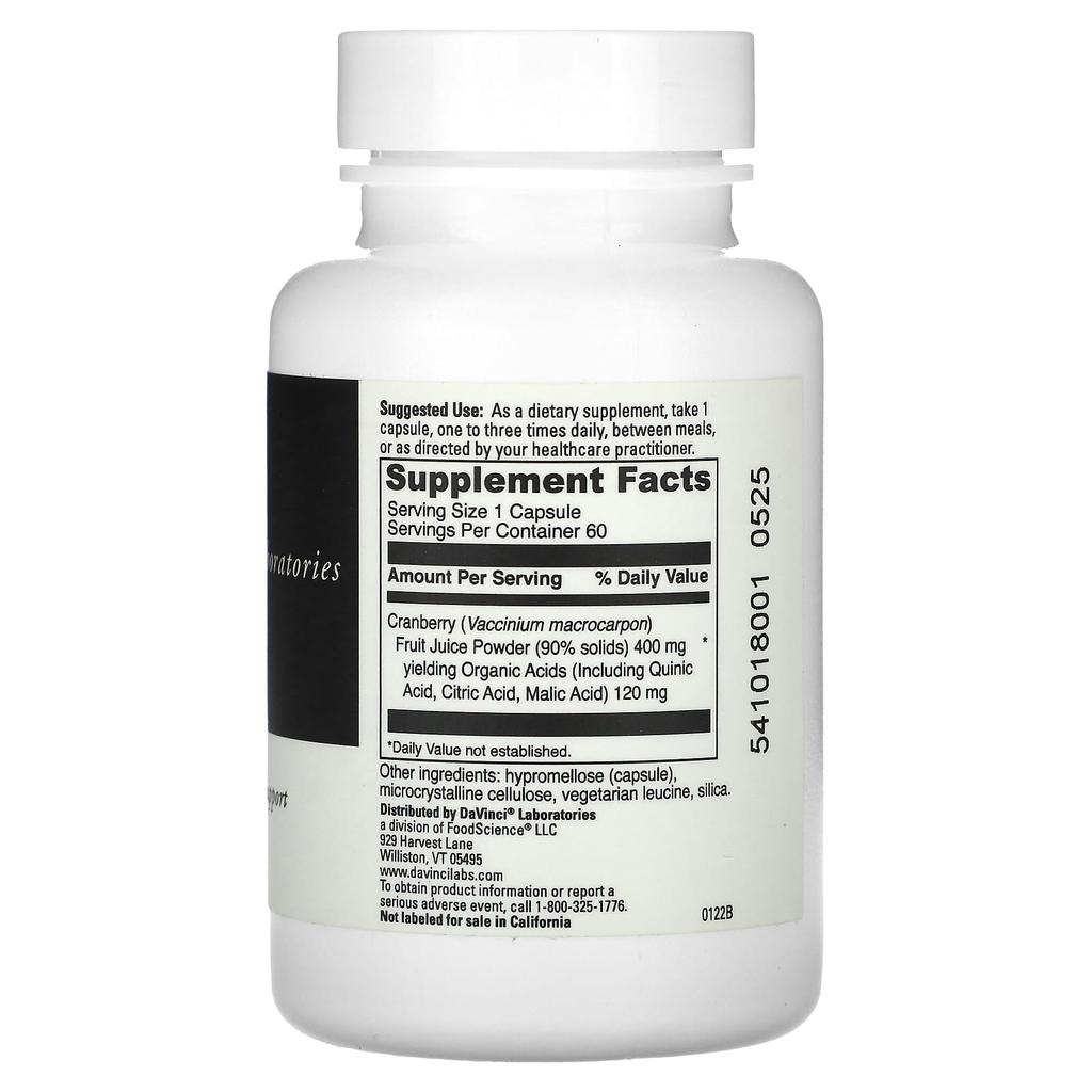 DaVinci Laboratories of Vermont Клюква, 400 мг, 60 капсул