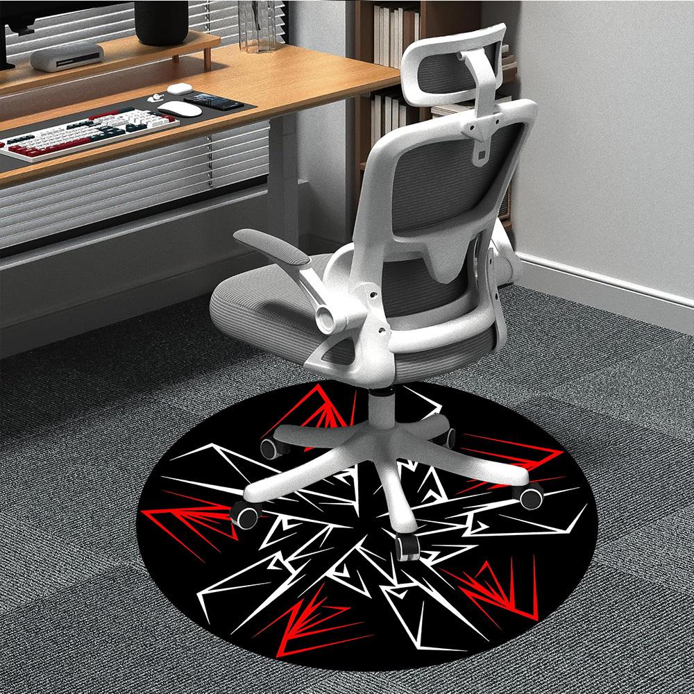 1pc Abstract Pattern Chair Carpet for Office, Round Non Slip Durable Large Size Office Carpet, Suitable for Office