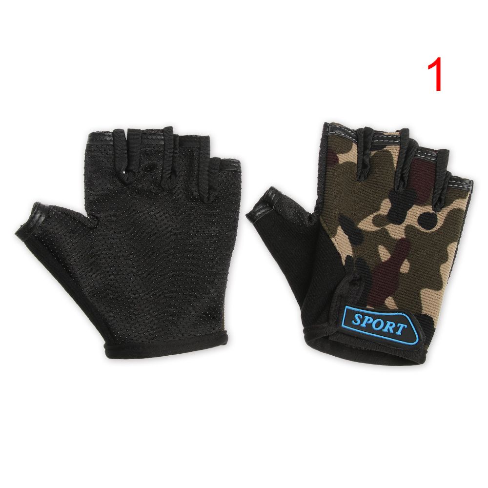 Equipment High Elastic Half Finger Mittens Child Bicycle Gloves Camouflage Children's Bike Gloves