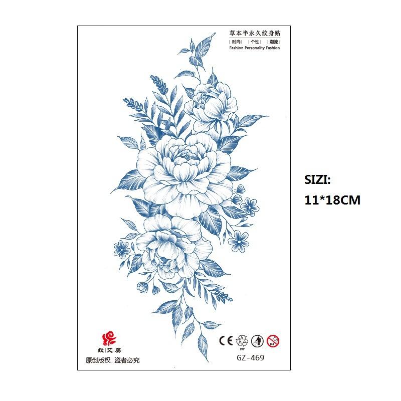 Herbal Juice Tattoo Sticker Geisha Bergamot Brahma Blossom Back Arm Back Non-Reflective Keep 15 Days Sticker