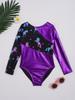 Gymnastics Leotards for Girls Sparkly Dancewear Long Sleeves Printed Jumpsuit Yoga Ballet Dance Clothes
