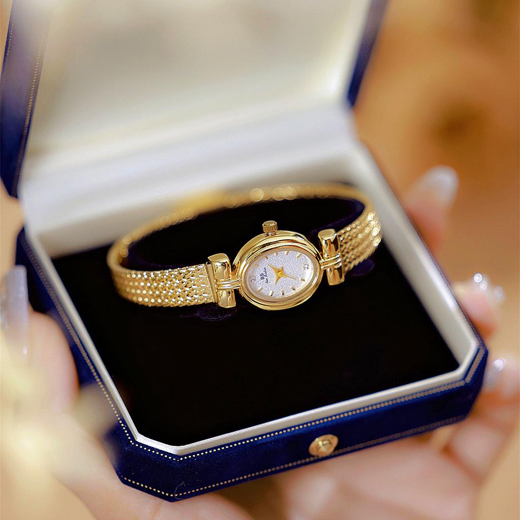 New Original Brand Watch For Woman Oval Gold Mesh Strap Vintage Watch Women Ladies Quartz Watches Luxury Birthday Gifts Women