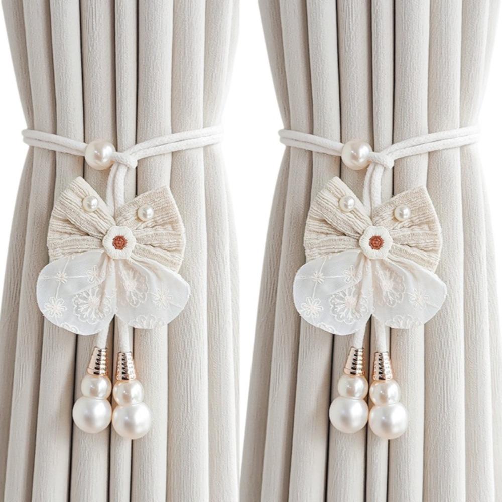 2PCS Romantic Window Curtain Tieback Adjustable Pearl Curtain Buckle Curtain Binding  Living Room