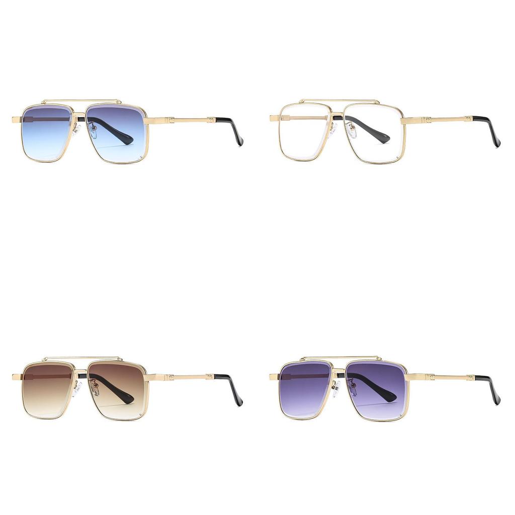 Mens Classic Square Metal Sunglasses With Gray Lenses For Outdoor Activities And Parties