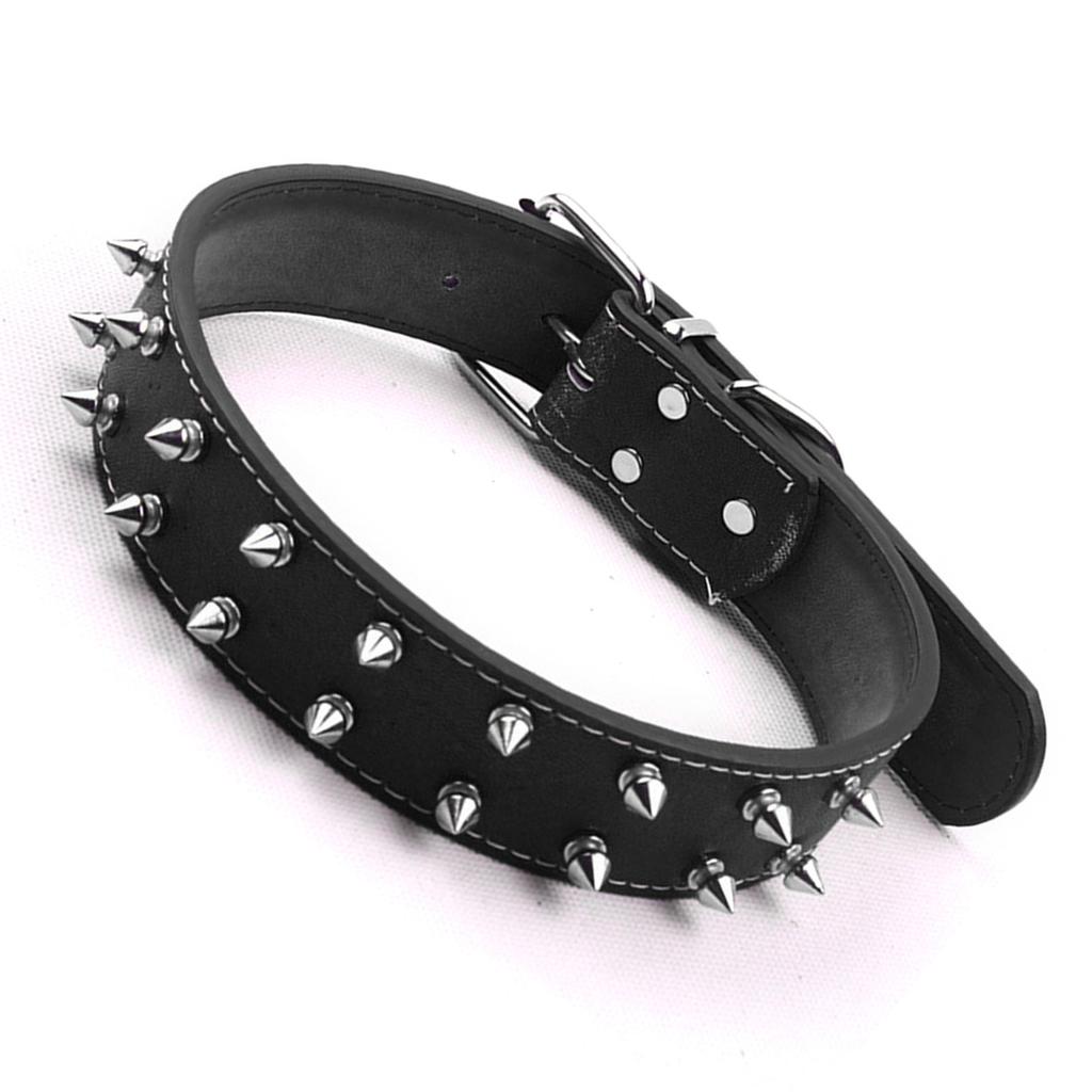 Punk Style Dog Collar with Spikes PU Leather Adjustable Studded Spiked Dog Collar Rivet Pet Collar