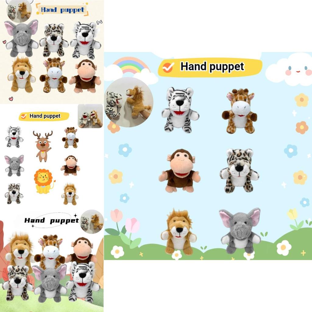 Куклы-марионетки на руку «Джунгли», Лев, Тигр, Олень, Обезьяна, Плюшевые игрушки для детей