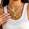 Fashion Starfish Pendant Necklace Earrings Beach Clavicle Chain Simple Choker Earrings Jewelry Braided Rope Neck Chain